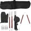 VICASKY Portable BBQ Tools Kit 8-Piece Grill Utensils Set Fork Storage Bag for Outdoor Use