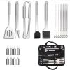 Grill Accessories 29PCS BBQ Tools Set Stainless Steel Grilling Kit with Carbon Clip, Baking Stick, Tongs and Spatula, Folding Cutting Board – Gifts for Dad Durable, Stainless Steel Grill Tools 4