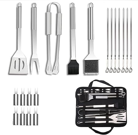 BBQ Barbecue Tool Set, 20 Pieces Stainless Steel Barbecue Accessories with Storage Bag Outdoor Barbecue Grill Kit Friends Grill Barbecue Utensils for Camping and Family Picnic BBQ Barbecue Tool Set, 20 Pieces Stainless Steel Barbecue Accessories with Storage Bag Outdoor Barbecue Grill Kit Friends Grill Barbecue Utensils for Camping and Family Picnic