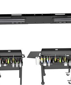 Adjustable Front Griddle Caddy for Blackstone 28" to 36" Griddles, Grill Caddy with Paper Towel Holder & 2PCS Magnetic Tool Holders for Blackstone Griddle Accessories, Space Saving Tool/Bottle Shelf