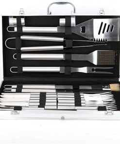 Stainless Steel Outdoor Barbecue Utensils Accessories Grill Tools Set Pipe Handle Grill Utensils 26 Sets