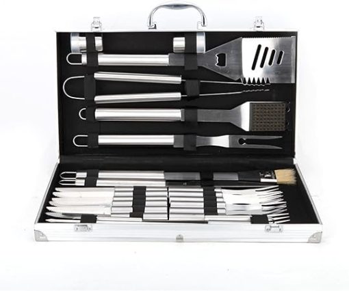 Stainless Steel Outdoor Barbecue Utensils Accessories Grill Tools Set Pipe Handle Grill Utensils 26 Sets