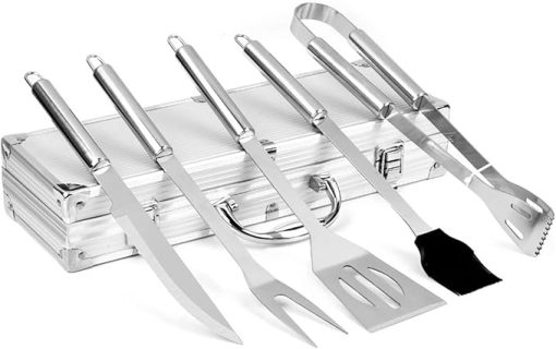 Stainless Steel Grill Accessories with Carry Case, 5 PCS Grill Accessories, Professional Grill Tools Set for Camping/Backyard Barbecue