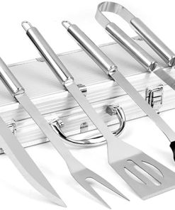 SEFAX Stainless Steel Grill Accessories with Carry Case, 5 PCS Grill Accessories, Professional Grill Tools Set for Camping/Backyard Barbecue