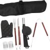 -1 BBQ Tool Set Portable Outdoor Grill Utensils Kit Gloves Fork and Cutter 4