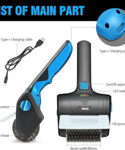 DNA MOTORING Cordless Electric Grill Cleaning Scrub Brush Rechargeable with Type-C Charge Cord,Blue/Black, TOOLS-00219-BL 2