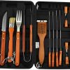18pcs Stainless Steel Grill Tool Set for Men Dad, Heavy Duty Grilling Accessory Kit for Backyard, BBQ Utensils Gift Set with Bag for Birthday, Portable Grilling Utensils for Outdoor Camping Brown