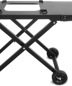 BSARTE METAL Collapsible Grill Stand Fits Ninja Outdoor XSKSTAND for Woodfire OG701 OG751 (OG700 Series) Grills with Side Shelf, Tissue Holder, Side Handle, Heavy Duty Steel Foldable Stand