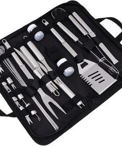 POPETPOP Outdoor BBQ Tools BBQ Tools Kit Stainless Steel Grill Utensils Compact Grill Accessory Storage