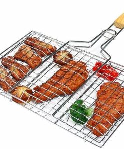 JSEIAJB Foldable Bbq Grilling Basket Stainless Steel Nonstick Barbecue Grill Basket Tools Grill Mesh for Fish Steak