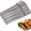 6PCS 55cm Large Barbecue Skewer Reusable BBQ Kebab Stick With Wooden Handle Outdoor Camping Picnic Tools Cooking Tool 4