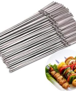 Grill Utensils15Pcs Reusable Flat Stainless Steel Barbecue Skewers BBQ Needle Stick For Outdoor Camping Picnic Tools Cooking Tools