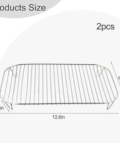 2Pcs Grill Rack Stainless Steel Cooking Steaming Racks Tray Air Fryer Accessories Baking Pan BBQ Gril Roasting Rack Kitchen Tool(2pcs) 2
