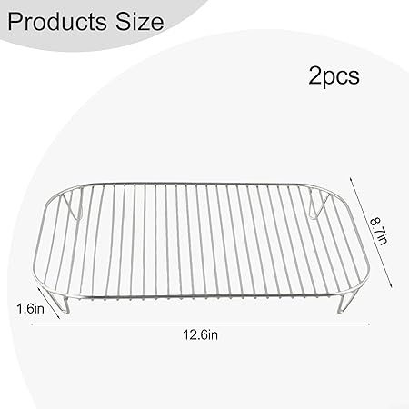 2Pcs Grill Rack Stainless Steel Cooking Steaming Racks Tray Air Fryer Accessories Baking Pan BBQ Gril Roasting Rack Kitchen Tool(2pcs) 2 2Pcs Grill Rack Stainless Steel Cooking Steaming Racks Tray Air Fryer Accessories Baking Pan BBQ Gril Roasting Rack Kitchen Tool(2pcs) - Image 2