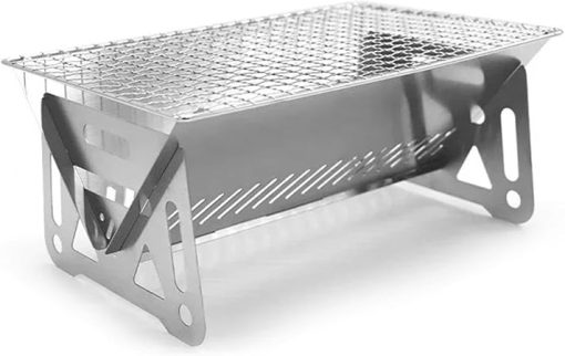 BBQ BBQ Grill Portable Folding Barbecue Grill Heating Stoves Multifunction Camping Rack Net Firewood Stove Stainless Steel BBQ Grill Accessories(SKL-001 Small)