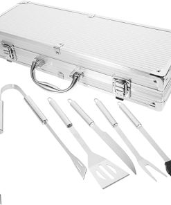 Grill Accessories Set 9pc Stainless Steel BBQ Tools Case for Camping Picnic BBQ