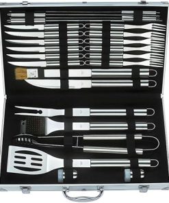 USA Milano Deluxe Master 25 Piece Stainless Steel Barbecue Set, Heavy Duty, includes Stylish Stainless Steel Carrying Case