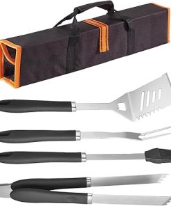 Barbecue Tools,Non-Stick Stainless Steel Grill Tools | with Storage Bag, Rust-Proof Heavy-Duty Outdoor Cooking Utensils for Camping Trip Backyard BBQ RV