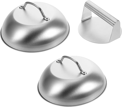 VOSAREA Meat Press Pot Cover Set BBQ Grill Accessories Grilling Set Sturdy Stainless Steel Construction VOSAREA Meat Press Pot Cover Set BBQ Grill Accessories Grilling Set Sturdy Stainless Steel Construction