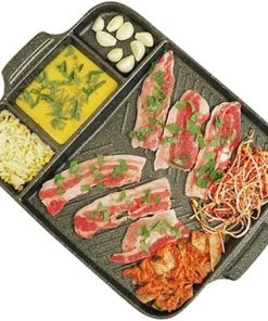 Korean Samgyeopsal Suare Marble Coation BBQ Grill Pan 18.5 x 13.3 Inch, Indoor & Outdoor Nonstick Aluminum Die Casting Barbeque Inch Made in Korea
