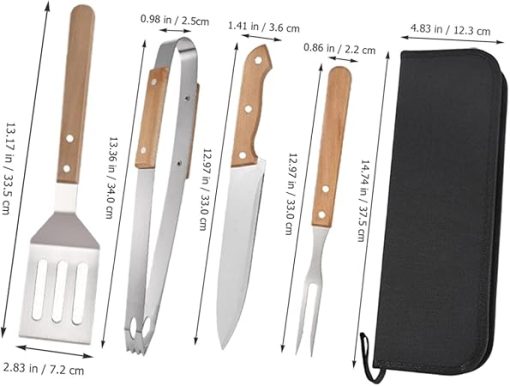 Mipcase 3 Sets Grill Tool Kit Stainless Steel BBQ Tools Set Multi-Functional Grilling Utensils for Outdoor - Image 2