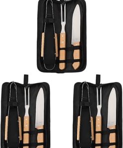 3 Sets Accessories with Cutter BBQ Portable Grill Grilling Bag Barbecue Cooking Steel Beef Tools Meat Tongs and Storage Kitchen Gadgets Outdoor Backyard Heavy Stainless Turner