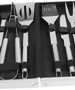 Outdoor BBQ Tools BBQ Utensils Set 6-Piece Stainless Steel Grill Cookware Compact Aluminum Case for Camping