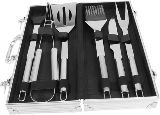 Outdoor BBQ Tools BBQ Utensils Set 6-Piece Stainless Steel Grill Cookware Compact Aluminum Case for Camping