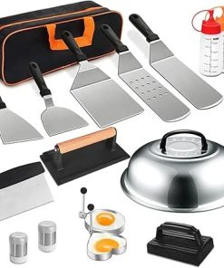 Barbecue Tool Sets 16 Pcs Stainless Steel Barbecue Tools Teppanyaki Accessories Set for Outdoor Travel Camping Barbecue Teppanyaki for Barbecue