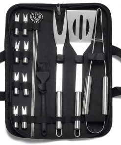 Heavy Duty BBQ Grilling Tool Sets, Stainless Steel BBQ Tool Set Grill Accessories, Portable Grill Barbecue Tool Set with Storage Bag, for Outdoor Camping Barbec