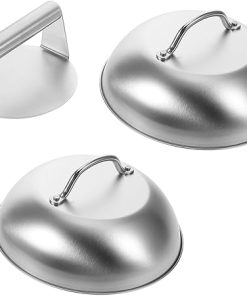 GLEAVI Stainless Steel Meat Press Pot Cover Set BBQ Grilling Set for Burgers Bacon Flat Top Grill Accessories