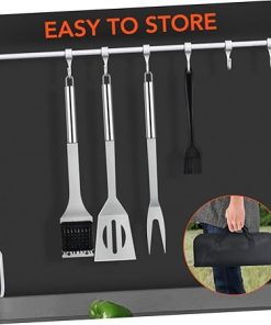 BBQ Tool Set 22 Piece Stainless Steel Grill Utensils Kit Brush Fork Tongs for Camping Outdoor 2