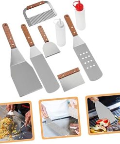 Portable Grill Tools Set 8pcs BBQ Accessories Kit Heavy Duty Stainless Steel Utensils for Outdoor Camping 2