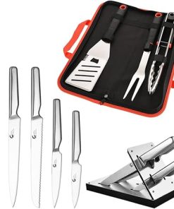 6-Piece Block Knife Set & 4-Piece BBQ Tools Set with Carrying Case