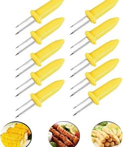 BBQ 10pcs/Pack Corn On The Cob Holders Skewers BBQ Twin Prong Sweetcorn Holder Fork Kitchen Tool Party BBQ Forks Accessories 2