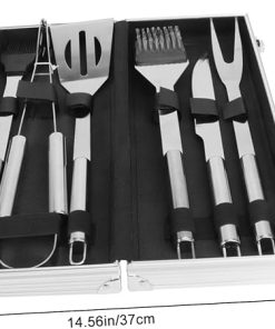 Outdoor BBQ Equipment 6-Piece Stainless Steel Grill Tool Set with Aluminum Case Compact for Camping Picnics 2