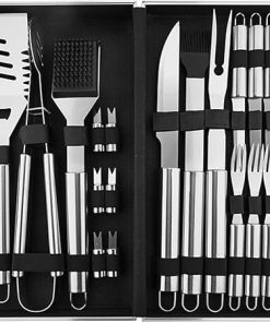 Stainless Steel BBQ Tool Set, 26 Pieces Heavy Duty BBQ Accessories, Portable Outdoor BBQ Equipment, Camping Picnic Cooking Set, BBQ Lover Gift Set