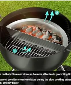 onlyfire Charcoal Basket with Water Reservoir for Two-Zone Cooking, Stainless Steel Charcoal Briquet Holder for Weber 22/26 Inch Kettle Grills 2