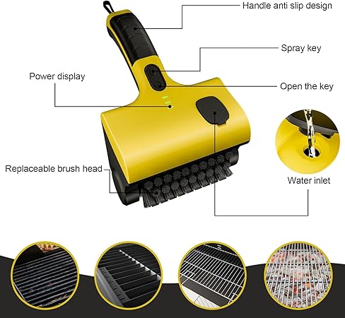 Cordless Rechargeable Grill Brush, 360° Rotating Cleaner Brush, Cordless Electric Grill Cleaning Scrub Brush with Two Different Brushes for Grill, Kitchen Room, Bathroom 2 Cordless Rechargeable Grill Brush, 360° Rotating Cleaner Brush, Cordless Electric Grill Cleaning Scrub Brush with Two Different Brushes for Grill, Kitchen Room, Bathroom - Image 2