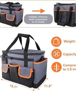 Large BBQ Grill Caddy with Paper Towel Holder, Foldable Insulated Picnic Organizer Bag for Outdoor Grilling, Tailgating, Camping, RV Trips, Must-Have Storage for Cooking Tools Supplies 2