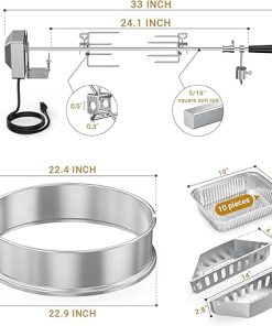 onlyfire Upgrade Stainless Steel Rotisserie Ring Kit for Weber 22-inch Kettle Charcoal Grills, Comes with Charcoal Baskets and 10 Pack Drip Pans 2