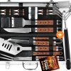 POLIGO Safe Grill Brush and Scraper Bristle Free for All Grill Bundle with 22PCS BBQ Grill Accessories in Aluminum Case - Stainless Steel Grill Utensils Set Ideal Christmas BBQ Gifts for Dad Men