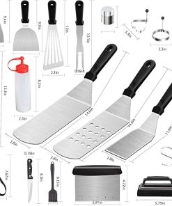 Griddle Accessories for Blackstone, 32 Pcs Grill Accessories Kit Barbecue Tools Set Heavy Duty Spatula Scraper Cleaning Kit Cooking Utensils with Carrying Bag for Outdoor Camping 2
