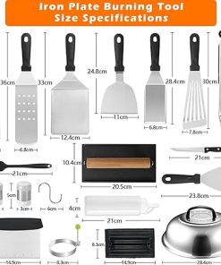 APLUSH 35PCS Griddle Accessories Kit, Flat Top Grill Accessories Set for Blackstone and Camp Chef, Stainless Steel Grill Spatula Set with Enlarged Spatulas, Basting Cover 2