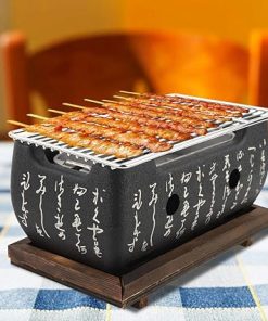 Rectangular Furnace Japanese Barbecue Grill Charcoal Stove BBQ Tools Stainless Steel Barbecue Net Practical for Party Outdoor 2