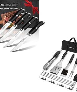 HAUSHOF Large Grilling Accessories and HAUSHOF Steak Knives Set of 4