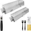 Rolling Grill Baskets, 304 StainlessSteel Nesting Grilling Net, Quick-release Wooden Handle, BBQ Accessories Tools, Cooking Griller for Veggies Vegetable Fish Meat Food Camping (2PCS, Hexagon)