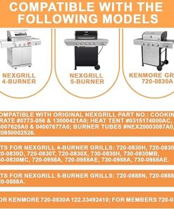 Grill Replacement Parts for Nexgrill Parts 720-0830H 720-0888 720-0888N 720-0830A 720-0958A,Cast Iron Cooking Grill Grates,Heat Shields, Burners &Ignitors Kit for Nexgrill Replacement Parts 4/5 Burner 2