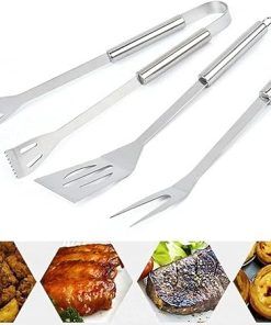 3Pcs BBQ Grill Tools Set, Stainless Steel Barbecue Accessories Set with Lightweight Carrying Case, Complete Outdoor Indoor Grilling Barbecue Utensil Gift Set Useful