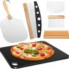 Hisencn Pizza Steel for Oven and Grill, 13" x 1/4"Th. Non-stick Ceramic Pizza Stone for Bake, Bread, Calzone, Metal Baking Steel with Pizza Peel, Cutter, Dough Scraper, 20pcs Cooking Paper PFOA Free